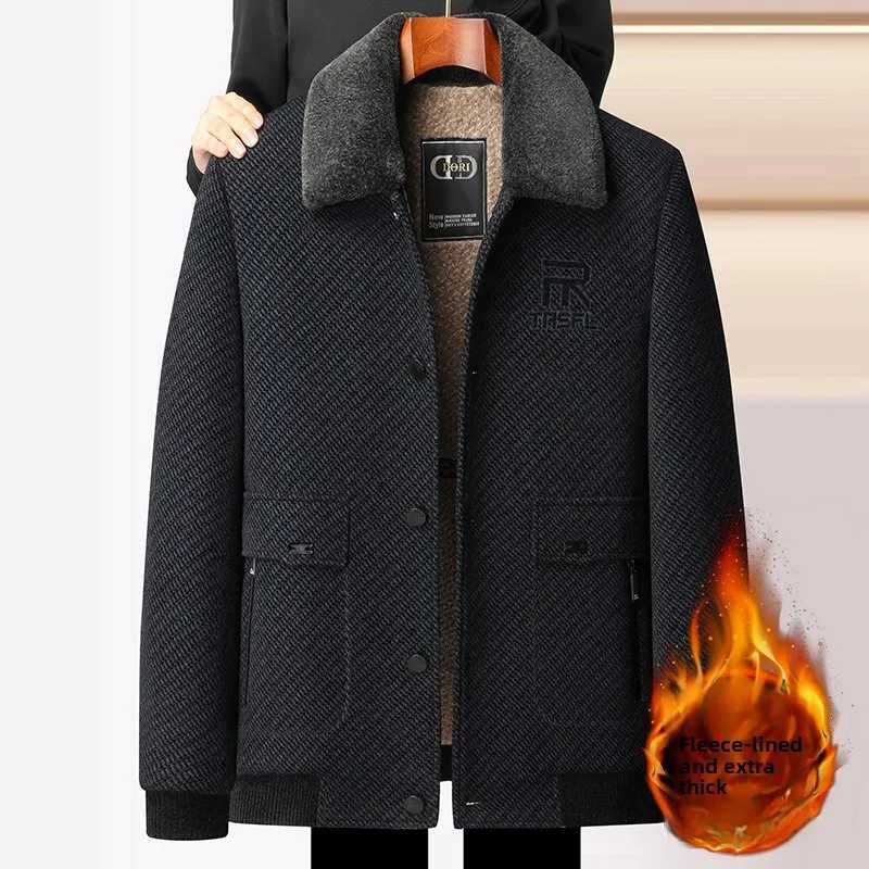 Hiver coupe-vent hommes pardessus en laine épaissie veste décontractée papa pardessus à la mode printemps hommes d'âge moyen manteaux confortable