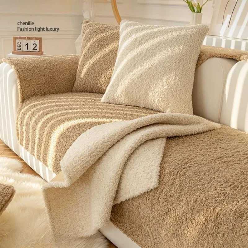 Fashion Chenille Light Luxury Sofa Cushion Lamb Plush Velvet for Winter Warm Anti Slip Couch Sofa Back Covers L Shape Seat Mat M251204-image-1087198630