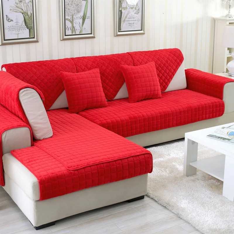 Thickened Flannel Sofa Cushion Universal Solid Color Plush Non-Slip Living Room Sofa Cover Warm Breathable Sofa Back Towel M251204-image-1087199613