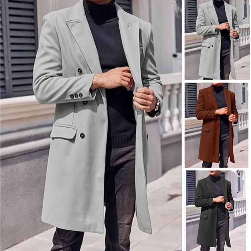 New Thick Woolen Mens Coat Large Size Long Coat Double Breasted Jacket for MenXJ251204