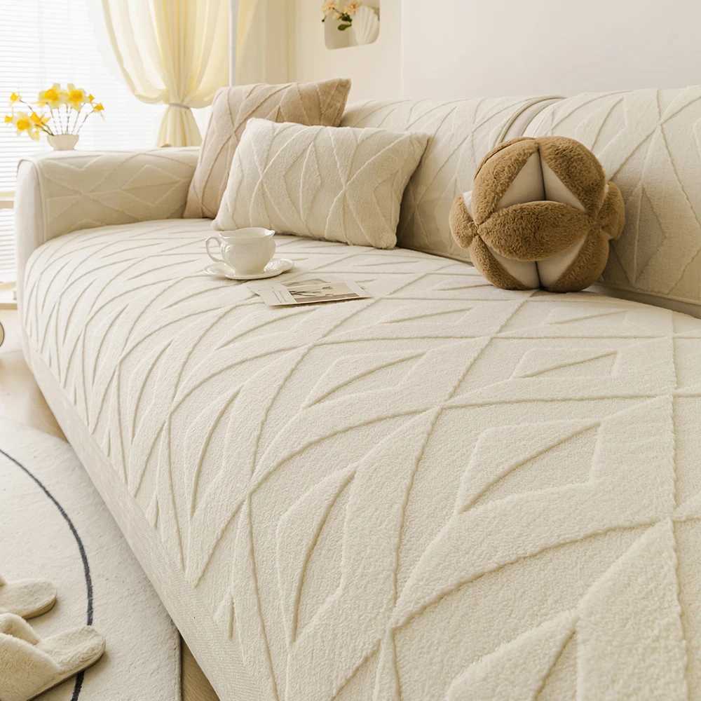 Jacquard Sofa Seat Cover Cotton fleece padded plush sofa cushion Pet Friendly Anti-slip Sofa Covers for living room 1-4 seat M251204-image-1087196143