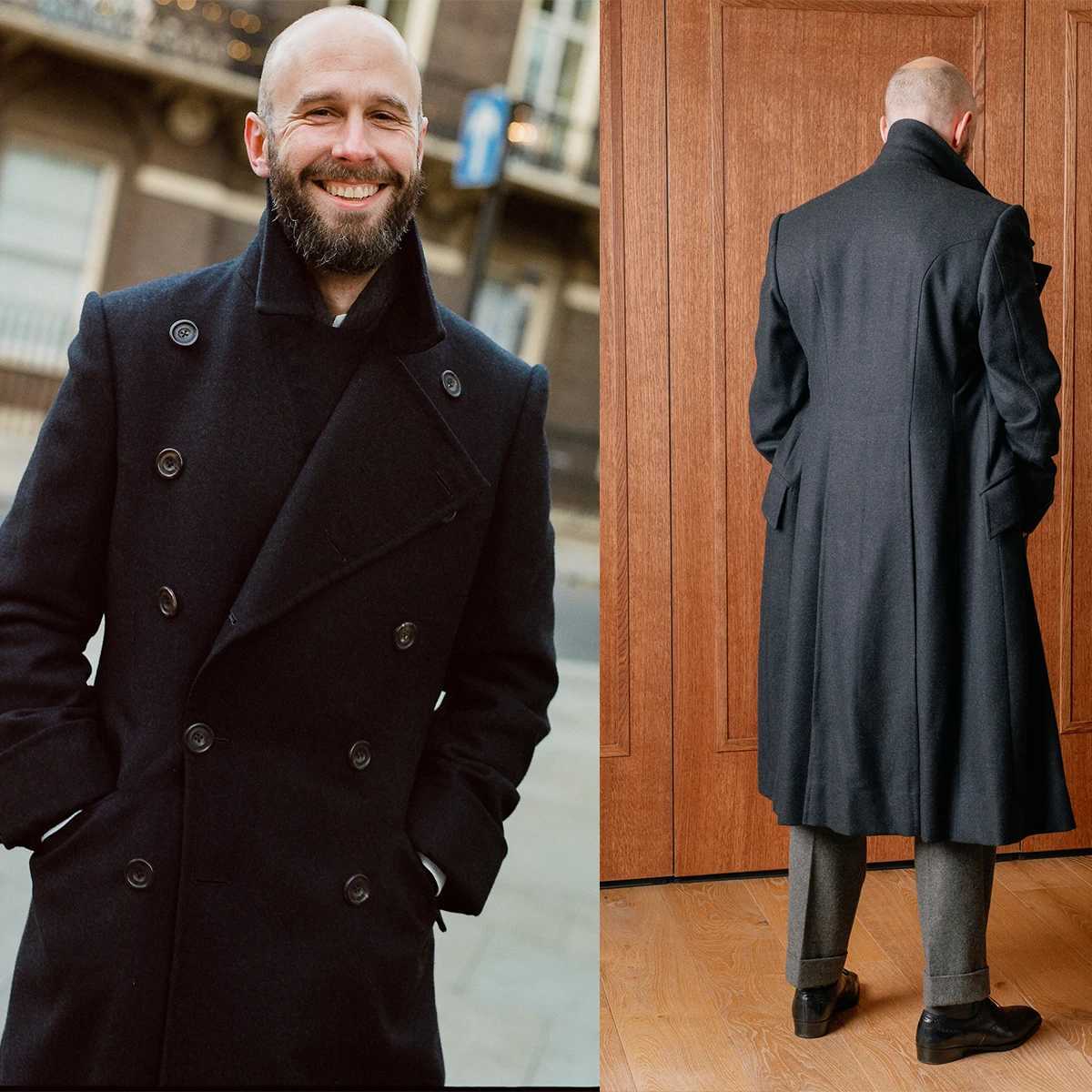 Mélange de laine manteau hommes sur veste pardessus mode double boutonnage longue grande taille chaud formel affaires sur mesure Costume WearXJ25