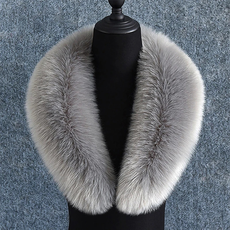 Col en fausse fourrure de renard pour femmes hommes 90 cm écharpe en fourrure moelleuse automne hiver doudoune col à capuche manteau chaud garnit