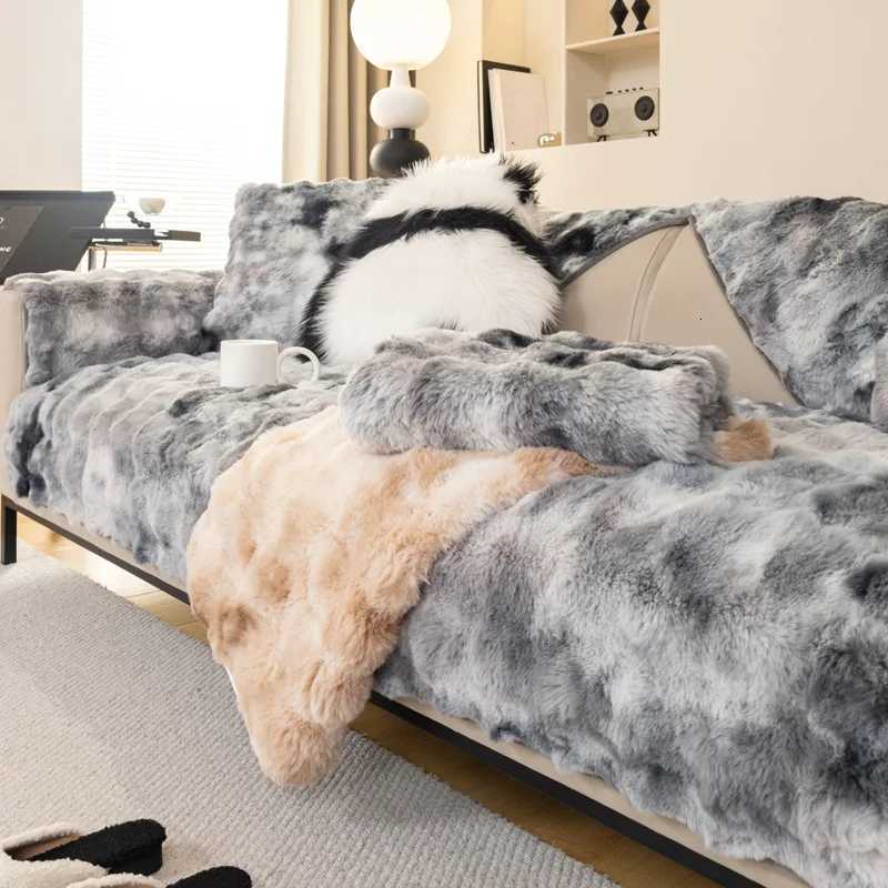 Gradient Bubble Faux Rabbit Plush Sofa Cushion Thick Anti-Slip Sofa Cover for Autumn and Winter Cozy Home Decor for Living Room M251204-image-1087198696