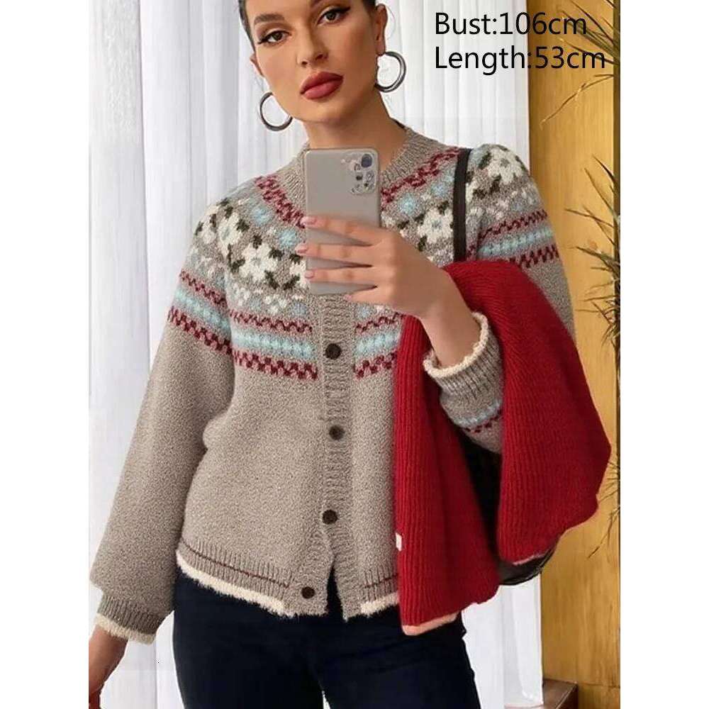 New Fashion Long Sleeve Printing Cardigan Sweaters Women Casual Loose Knitted Sweater Coat Autumn Winter Lady's Clothes