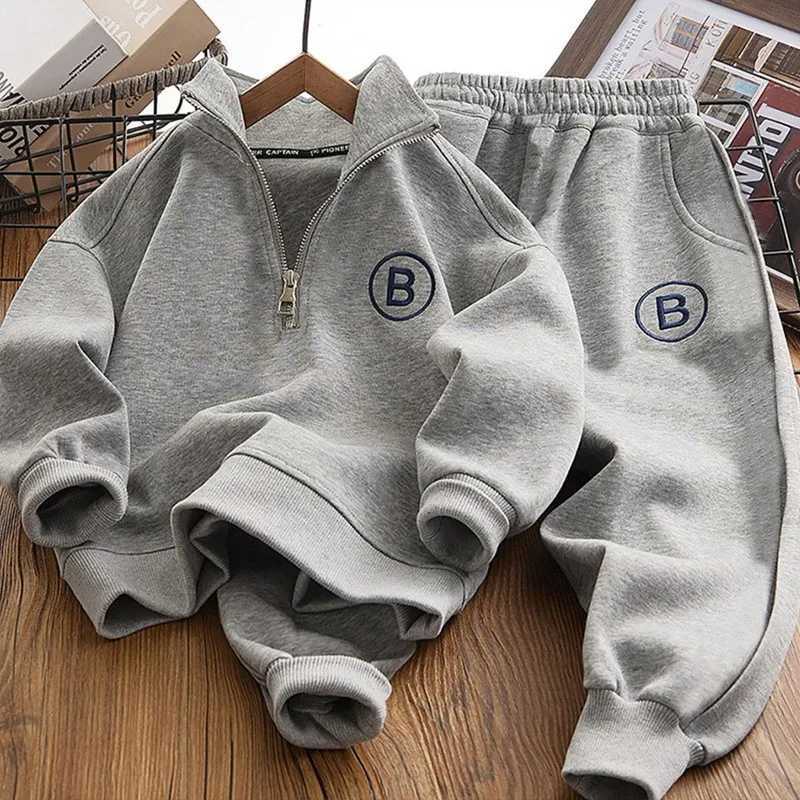 New Boys Clothing Set Autumn Winter Teenager Long Sleeve Clothes Suit Letter Pullover Tops Pants 2Pc Outfits Children Tracksuits H251208-image-1087662833