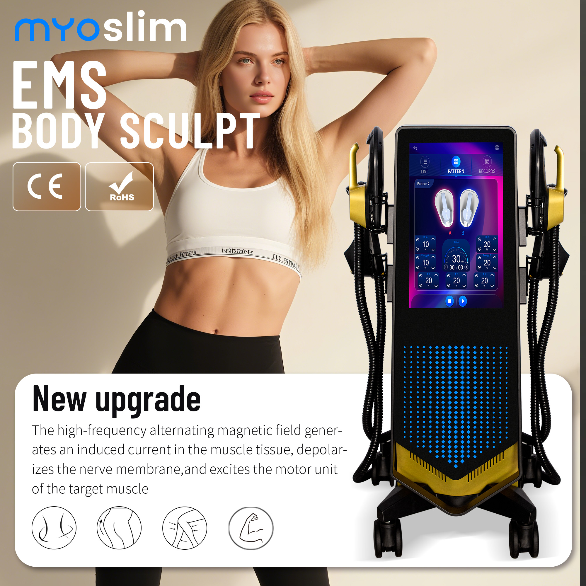 portable MyoSlim Tesla RF 6500W Emstaix muscle stimulator slimming equipment professional high-end body shaping machin