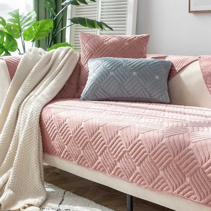 Nordic Solid Color Thick Plush Sofa Cover Universal Non-Slip Sofa Cushion Sofa Towel Couch Slipcover Home Living Room Decor M251204-image-1087196281