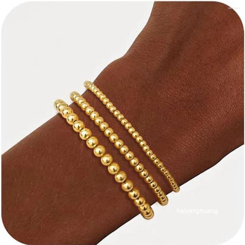 Bracelet Bracelets De Charme 18K Plaqué Or Bracelet Étanche Pile De Perles Pour Les Femmes Strand Perle Boule Ensembles Empilables Bijoux Cadeaux