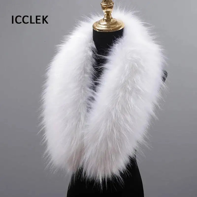 Femmes Fausse Fourrure Col Hiver Chaud Châle Écharpe Imitation Raton Laveur Col De Fourrure Vestes Manteau Chapeau Bande Grande Taille Faux Col D