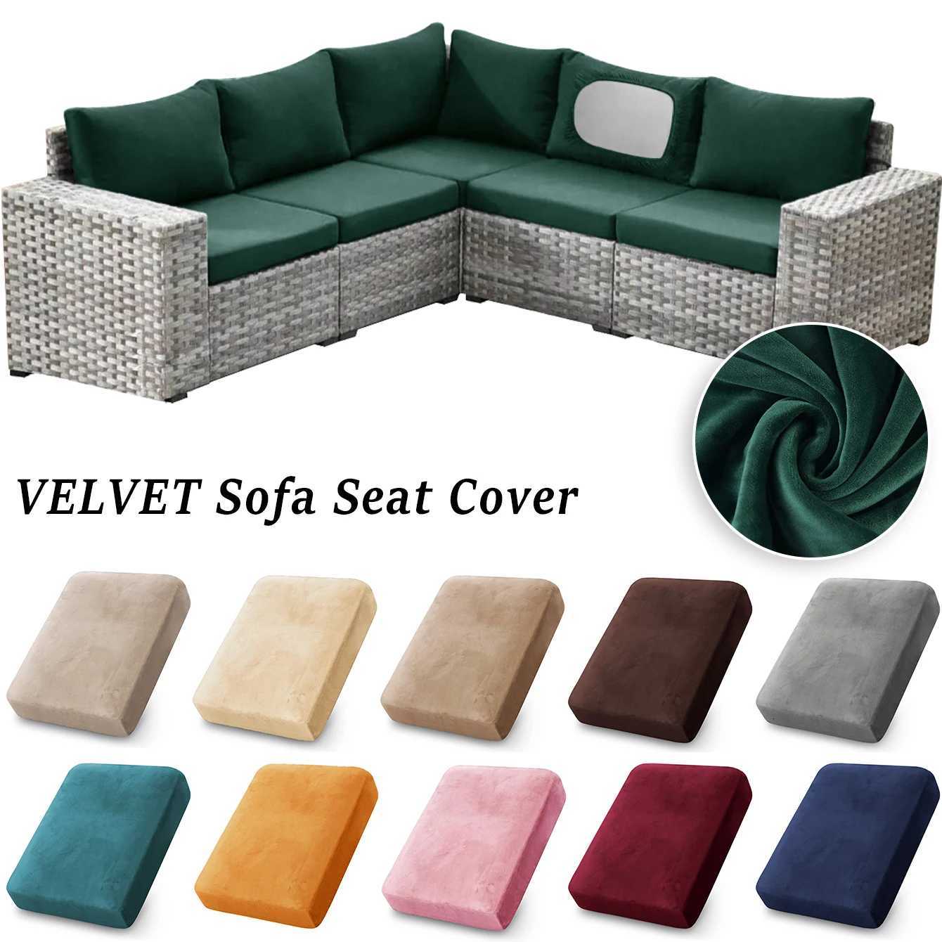 Velvet Soft Patio Sofa Covers Stretchy Sofa Sectional Covers Removable Seat Cushion Case for Outdoor Garden Home Decor M251204-image-1087195713