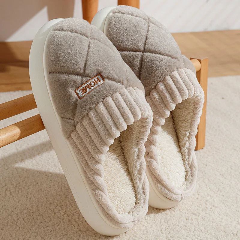 Couple Style Indoor Cotton Slippers For Unisex Winter Thick Soled Plush Women Home Slippers Anti Slip Warm Shoes For Men 251201