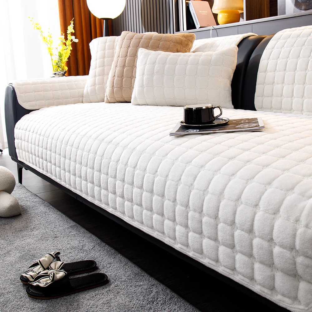 Winter Plaid Sofa Cushion 4 seat Quilted Slip-resistant Dust-proof Furniture Protector Pad Comfortable Home Decorative Floor Mat M251204-image-1087199155