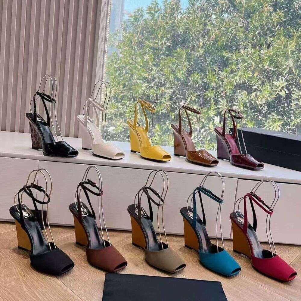 Scarpe firmate da donna 10 cm Tacco a spillo Festa Scarpe da sera da sposa Sandali aperti con plateau zeppa Tacchi alti in seta Abito avvolgente Déc
