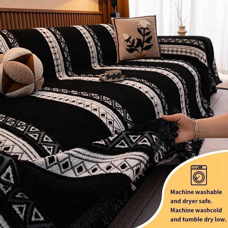 1PC-Four season universal sofa cushion fixed anti slip retro straight row high-end cushion sofa towel M251204-image-1087197745