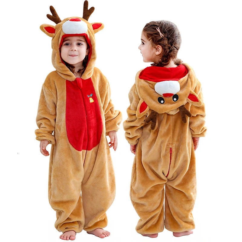 MICHLEY Christmas Baby Rompers Flannel Cosplay Toddler Infant Cute Clothes Overall Bodysuits Jumpsuit Costume For Girls Boys Kid 251204