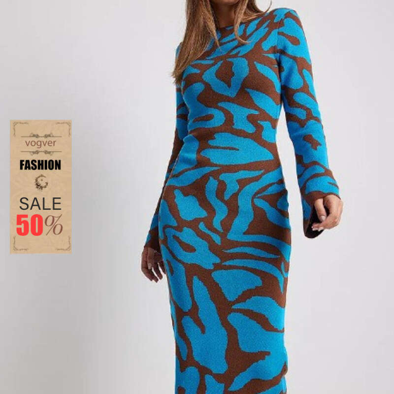 Dress for Women Designer Luxury Spring 2026 Autumn Slim Sweater Fashion Printed Dress