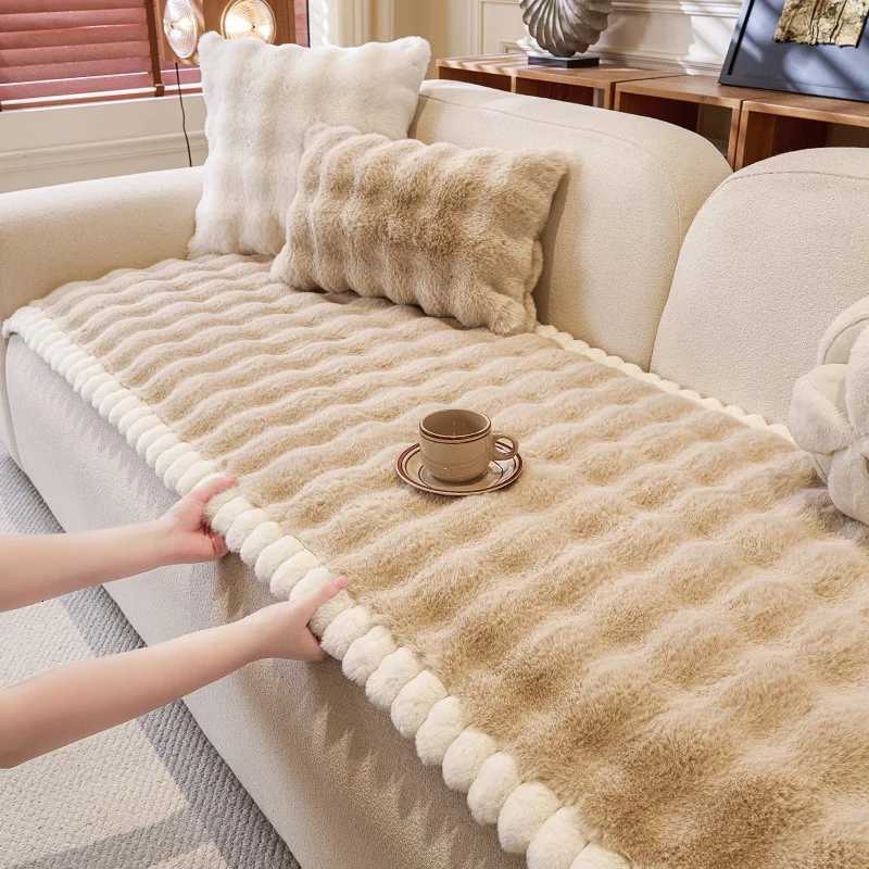 Fleece and Thickened Sofa Cushion Warmth Soft Sofa Cover One-Piece Winter Sofa Seat Cushion Fixed Anti-Slip Covers Cloths M251204-image-1087199067
