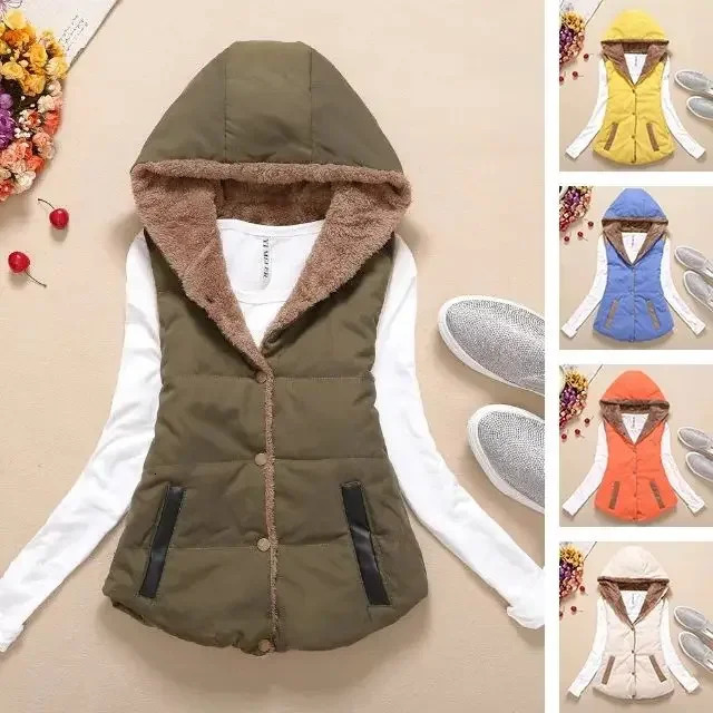 Jacket Vest offSeason Clearance Autumn Winter Coral Fleece Womens Hooded Chaleco Mujer 251129