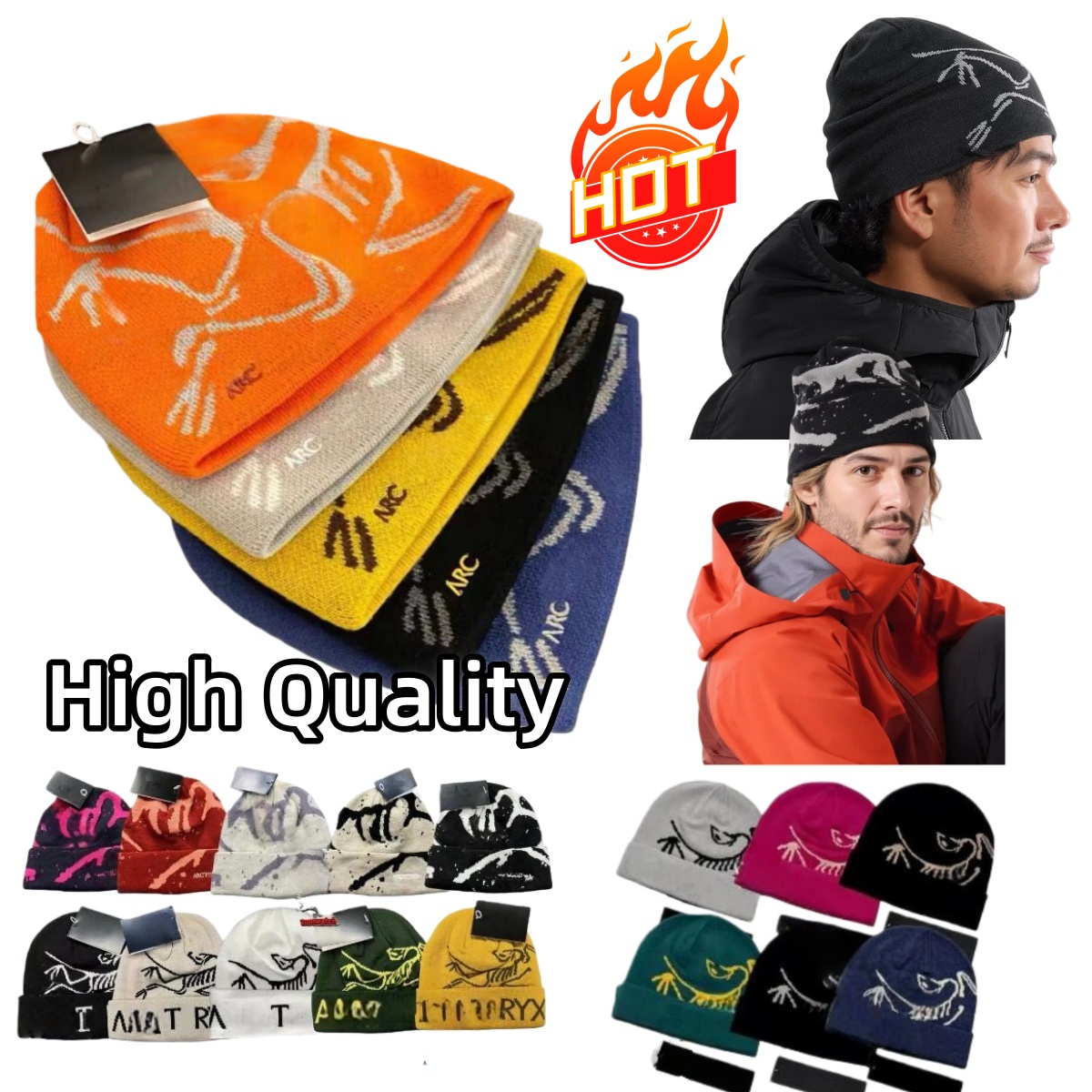 Warm designer beanie arc beanie designer winter hats for men women knitted bonnet letter classic embroidery skull cap simple ski sport black gery wh