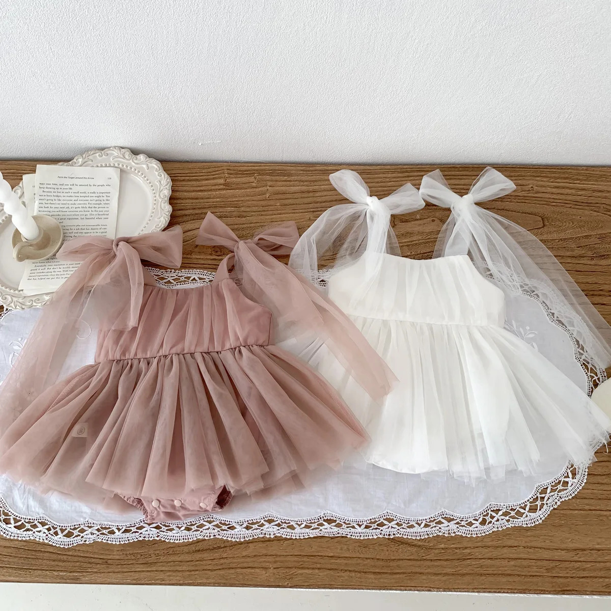 Summer Baby Romper Set Lace Polka Dots Toddler Princess Dress Infant Girls Bodysuit Onesies 024 M 251204