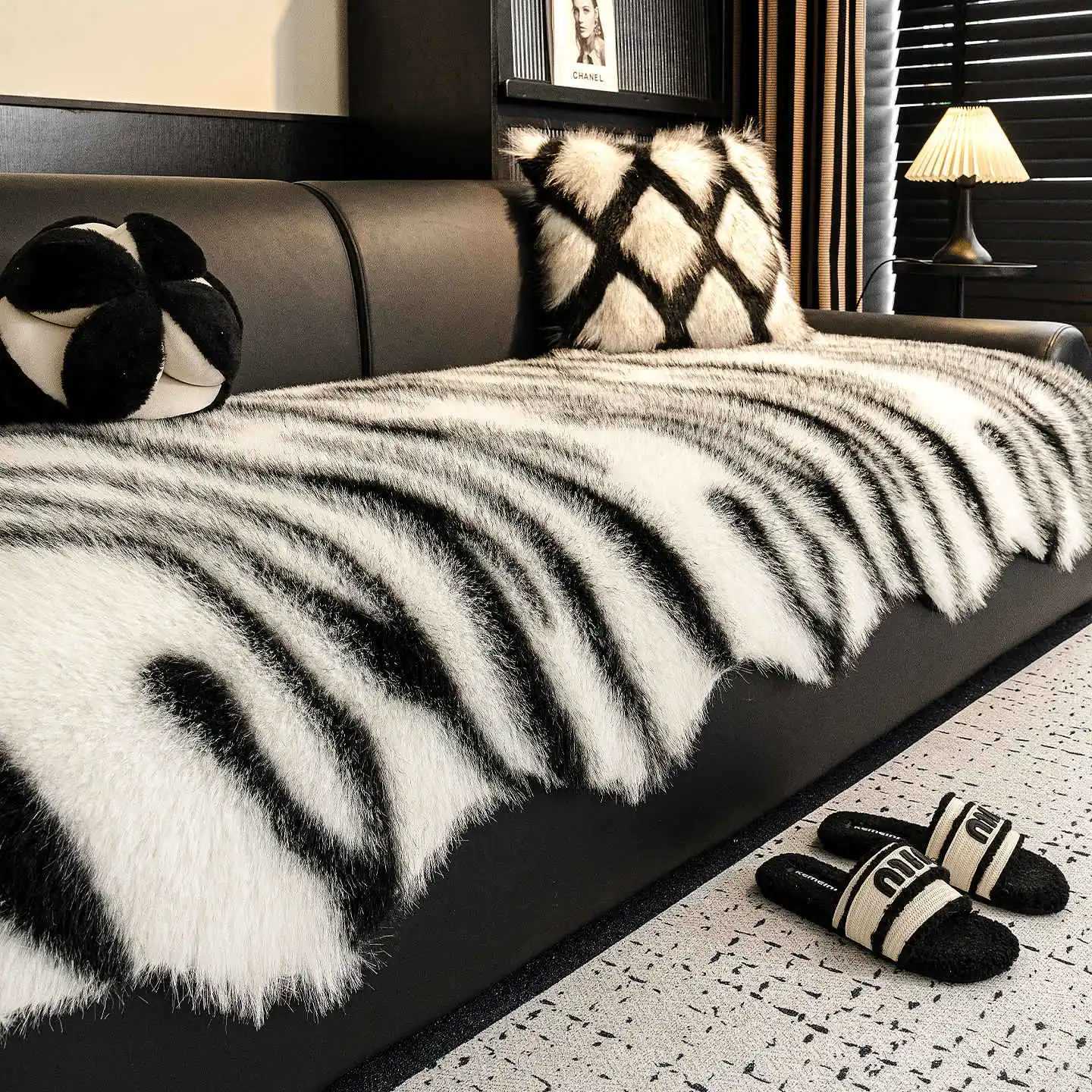Luxury Imitation Mink Fur Sofa Cover Non-Slip Solid Color Thicken Warm Plush Sofa Towel For Living Room Couch Cover Home Decor M251204-image-1087199237