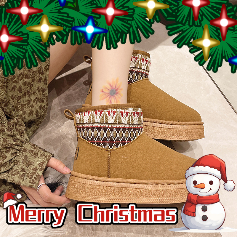 Nouvelles bottes de neige épaisses doublées de laine pour femmes, cadeau de noël, chaussures de luxe, version coréenne d'hiver, tendance de la mo