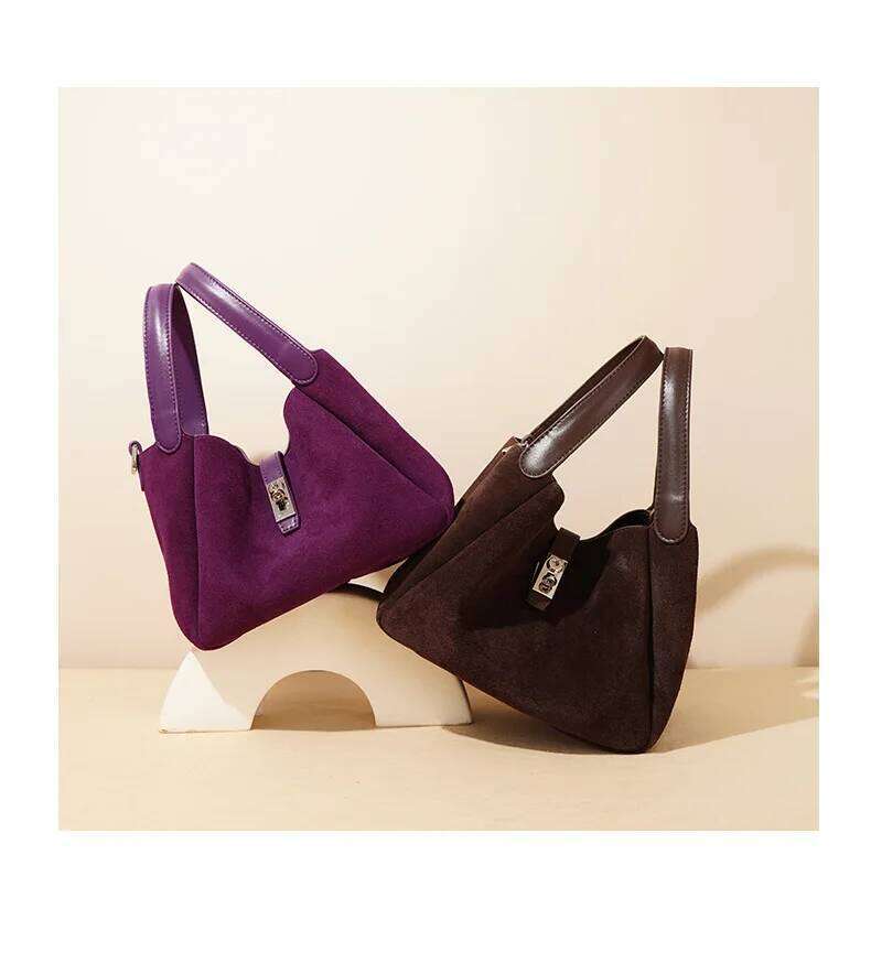New Fashion Bags For Woman High-Grade Cowhide Basket Commuting Shoulder Suede Leather Crossbody Bag Women's Bag St251204