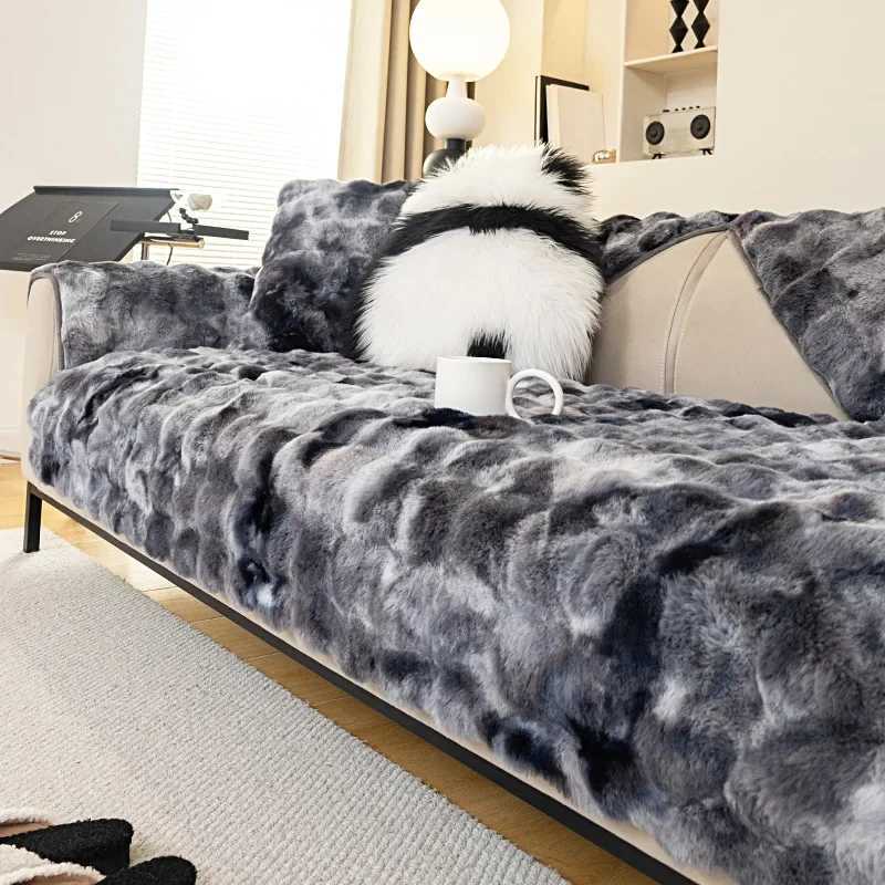 New Gradient Colour Plush Sofa Cushion Thickened Non-Slip Winter Sofa Cover Living Room Sofa Mat Decorative Dust Backrest Towel M251204-image-1087198217