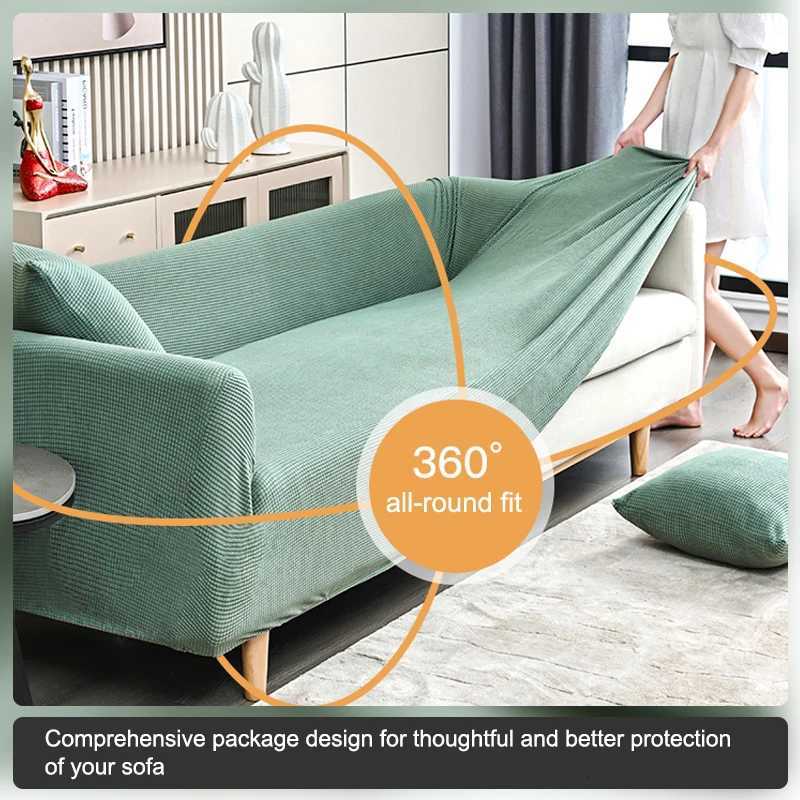 Elastic Sofa Covers For Living Room Geometric ArmChair Knitted Corn Grid Fabric Sofa Slipcovers Chair Protector Home Decor M251204-image-1087195925