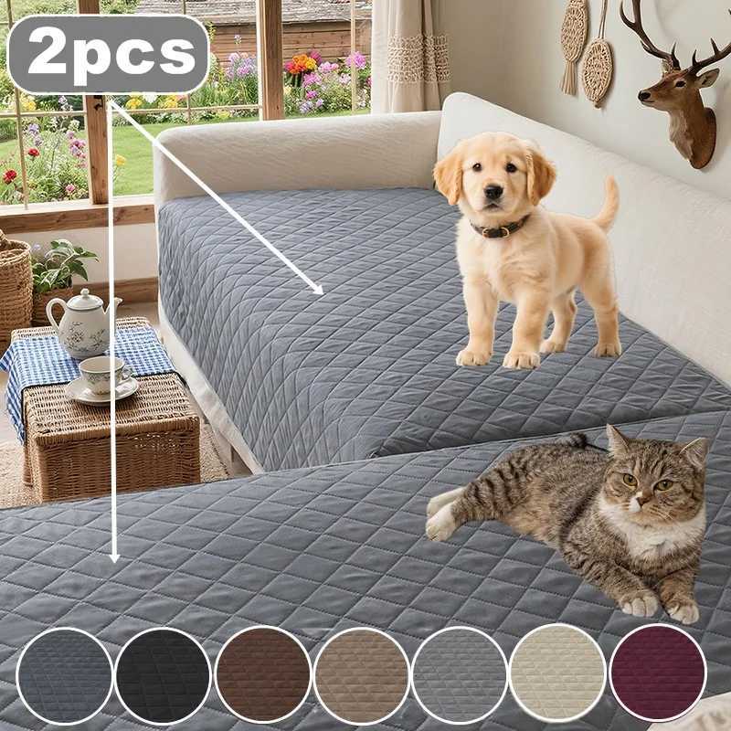 Wear-resistant Sectional Couch Covers 2 Pcs Quilted Sofa Slipcover L-Shape Corner Sofa Covers for Living Room Pet Mat Protector M251204-image-1087195818