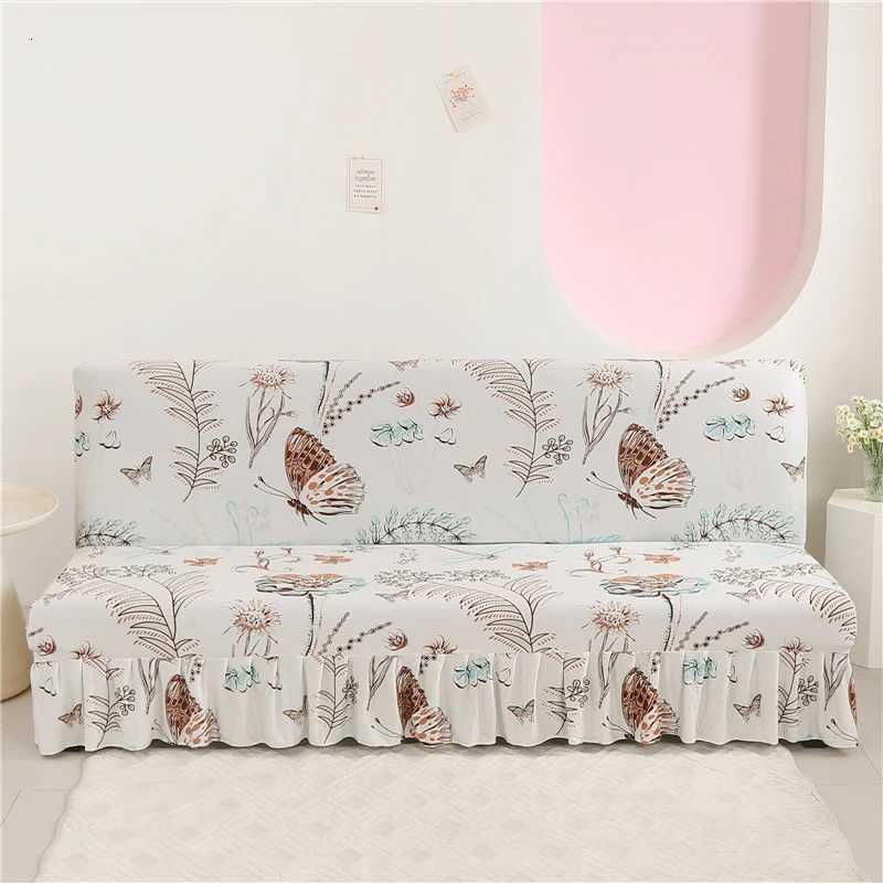 Print Armless Sofa Bed Cover With Skirts Without Armrest Elastic Folding Furniture home Decoration Bench Cover M251204-image-1087195855