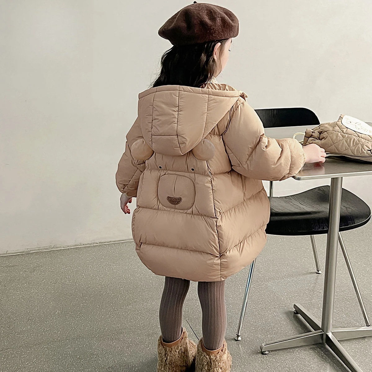Enfants hiver épaissi élégant doudoune dessin animé ours chaud rembourré manteau vêtements bébé thermique isolé vêtements d'extérieur 251204