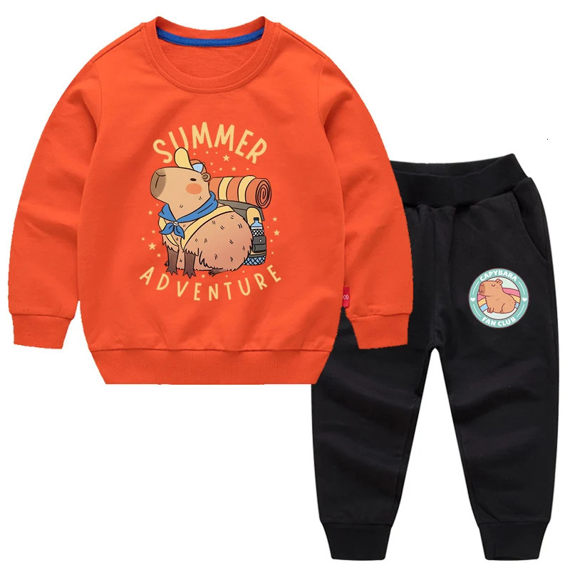 Capybara Childrens Clothing Sets Baby Boys Sweatshirt and Sweatpant Two Piece Suit Spring Thin Kids Tracksuit Children Autumn 251204