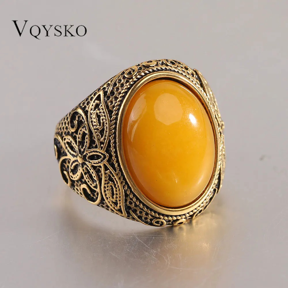 22mm en acier inoxydable hommes anneaux en gros modèle vintage personnalisé mode rétro pierre naturelle anneau pour femmes hommes bijoux 251204