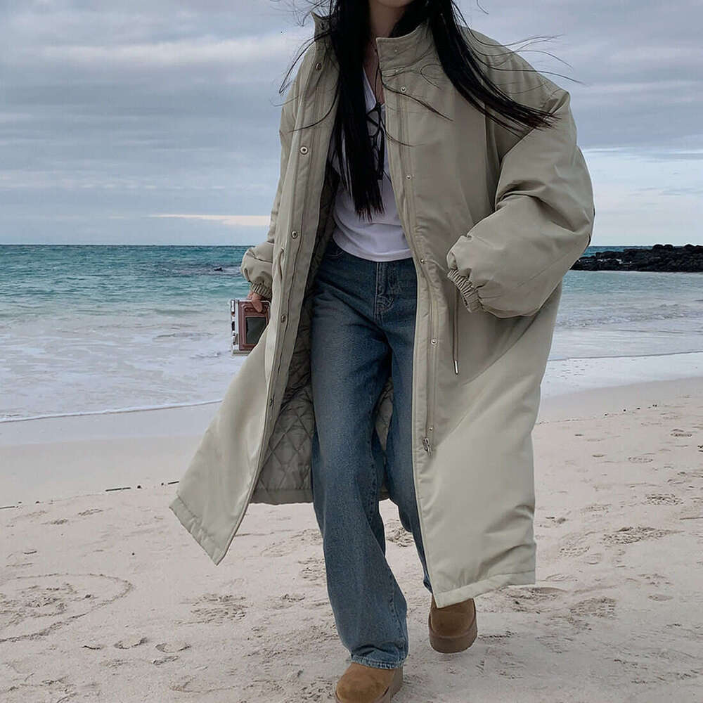 Parka d'hiver Style paresseux, vêtements de travail, ample, grand cordon de serrage, veste à col montant, manteau chaud en coton, vêtements d'ext