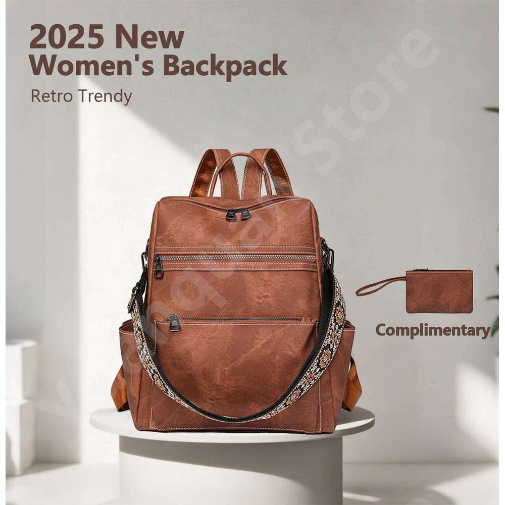 Designer de luxe nouvelles femmes PU cuir imperméable anti-vol mode grande capacité voyage d'affaires collège sac à dos pour ordinateur portable