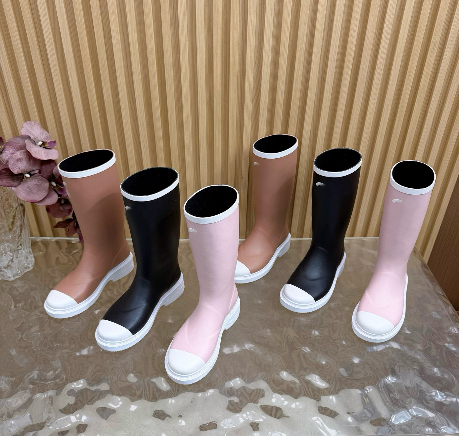 designer Shoes Women Rain boots luxury rubber high quality Slip-On Knee Rainboots Size 35-41