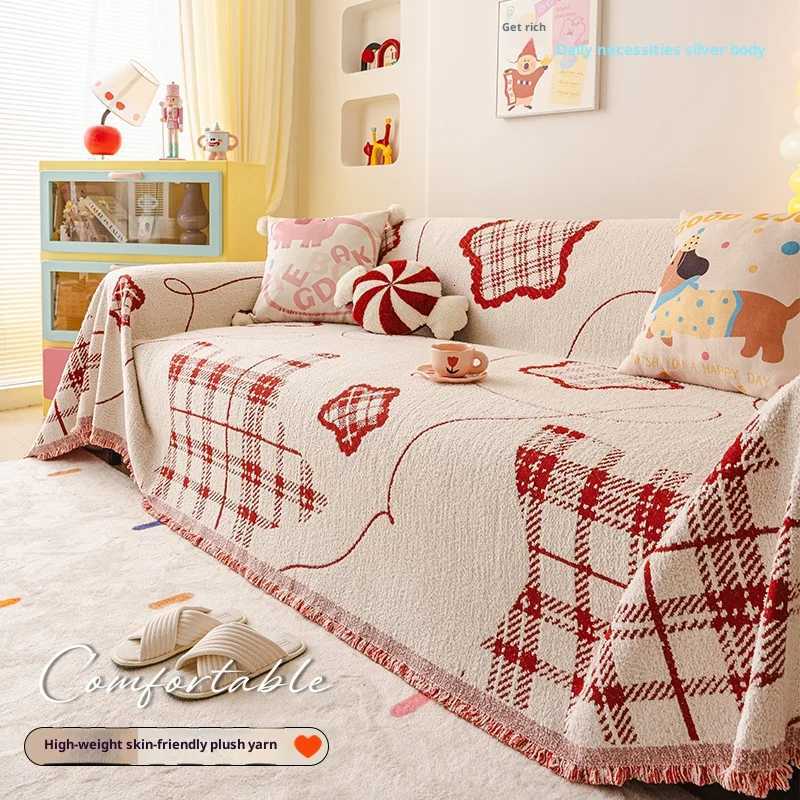 Red Waterproof Cat-Proof Sofa Cover One-Piece Thick Chenille Full Coverage for 2/3/4 Seater M251204-image-1087197293