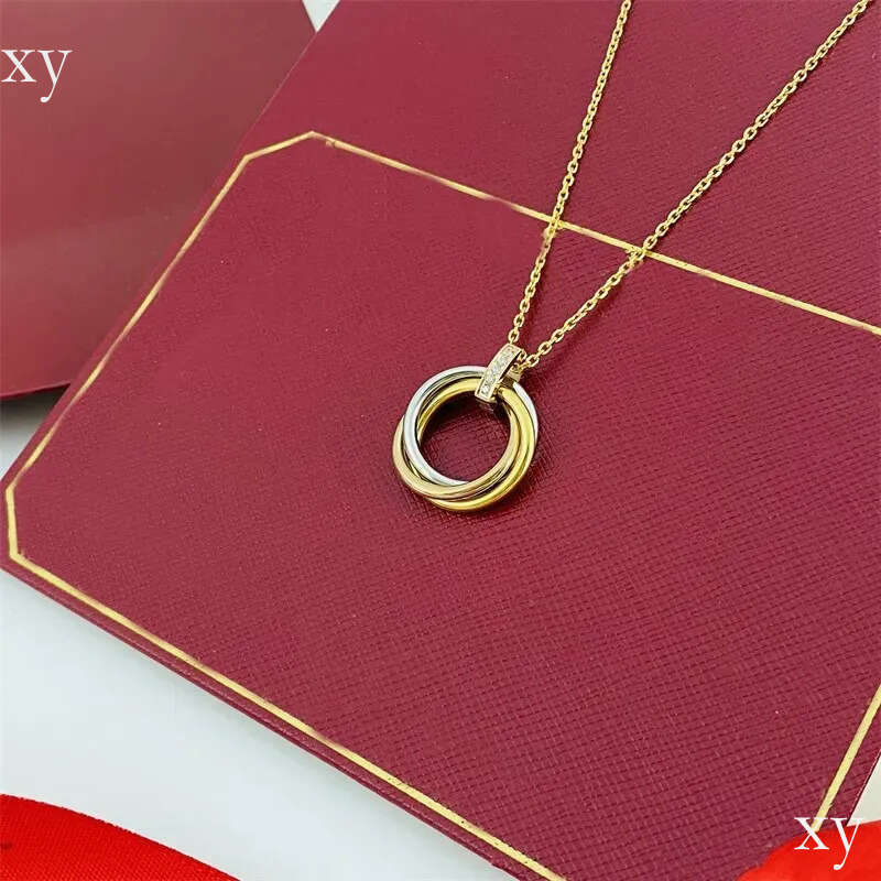 3 anneaux Trinity collier amour colliers bijoux de luxe femme 18K hausse or argent coeur collier hanche bijoux chauds pour cadeau de fête de mari