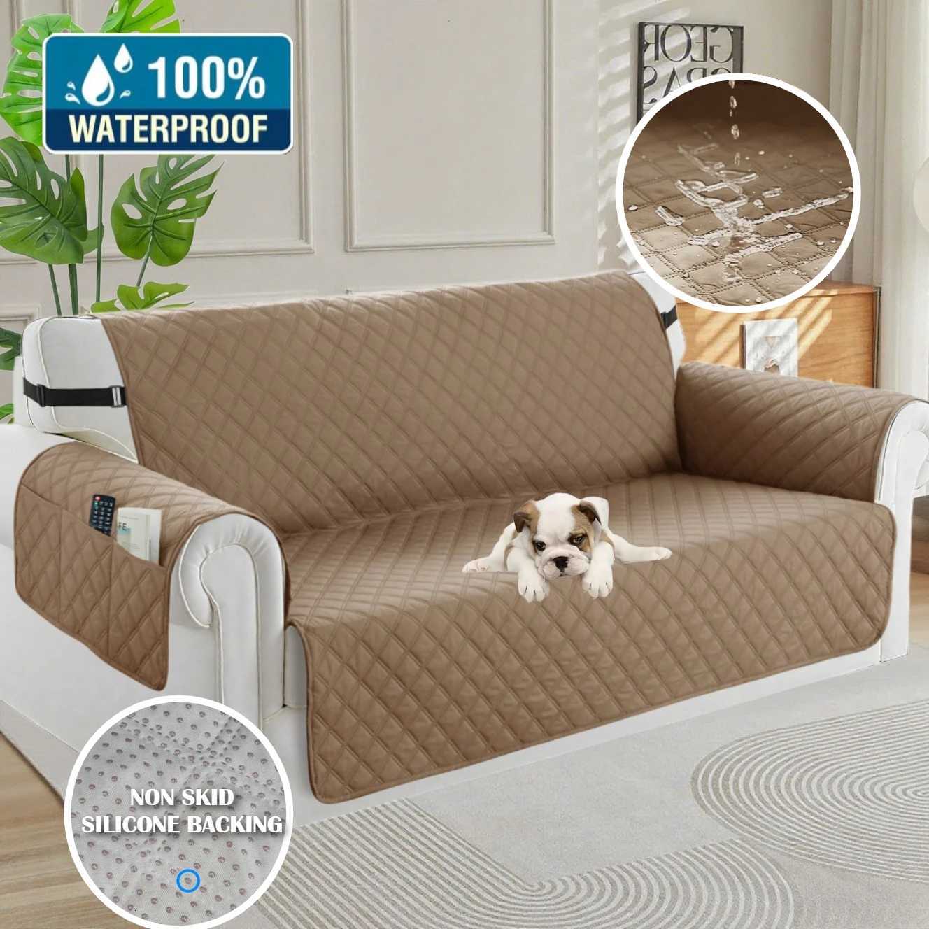 100 Waterproof Couch Covers Sofa Cover Non-Slip Sofa Slipcover with Elastic Straps Sofa Protector Furniture Cover for Pets Dogs M251204-image-1087197818