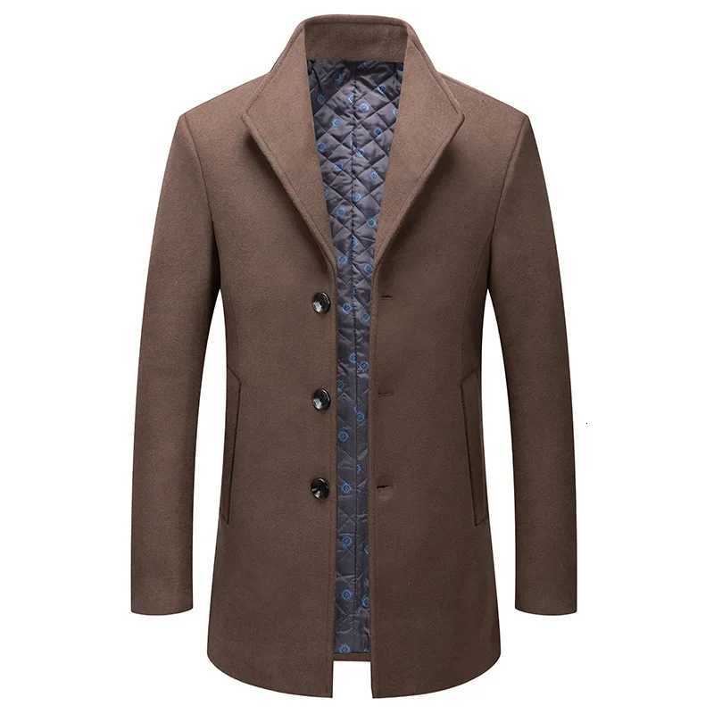 New Winter Men Cashmere Business Casual Overcoats British Style Woolen Coats Thicker Warm Trench Coats Quality Long Jackets 4XLXJ251204