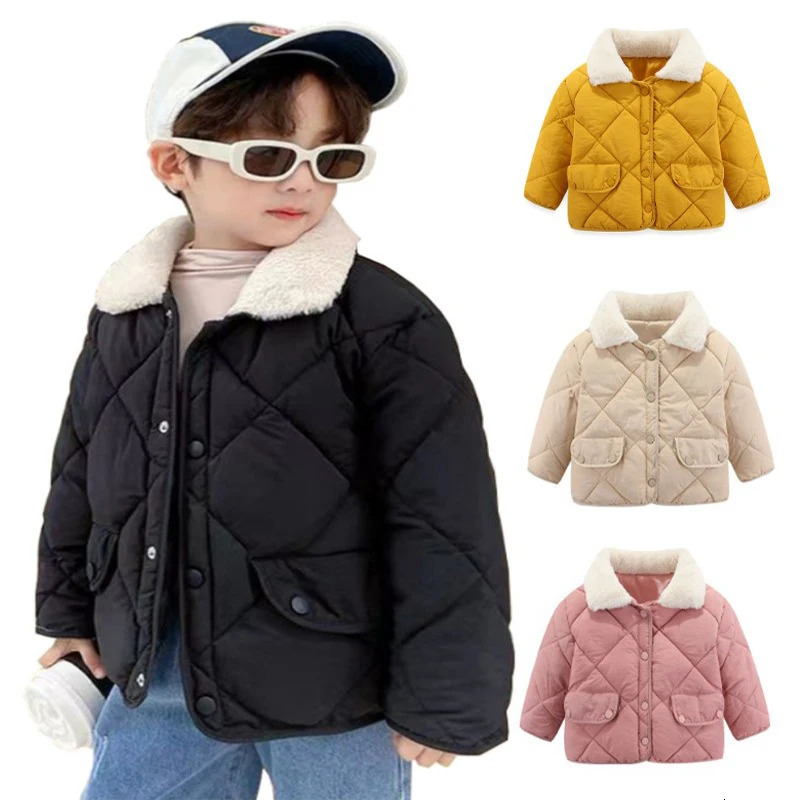 Lightweight Down Jackets Lapel Collar Cotton Clothes Autumn Winter Warm Casual Outerwear Kid Boys Girls Baby Coat Christmas Gift 251204