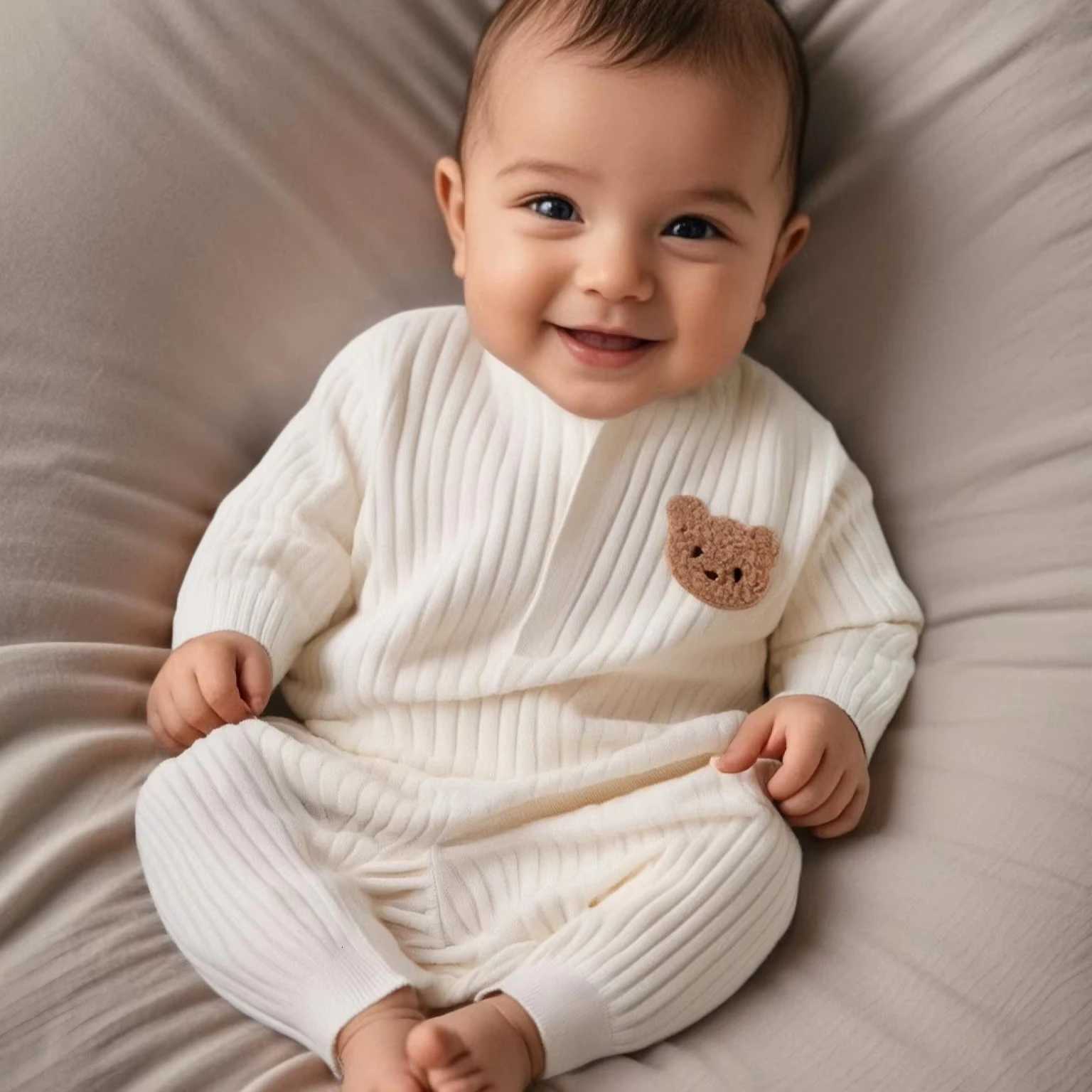 Automne bébé vêtements body une pièce garçons filles nouveau-né barboteuses couleur unie 100 coton 0-24M à manches longues tenue de détente Z2512