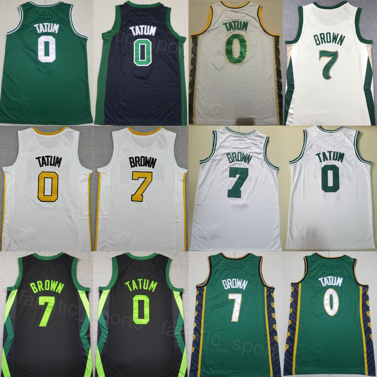 Hommes Basketball Jaylen Brown Basketball Jerseys 7 Jayson Tatum 0 Chemise Team Noir Vert Blanc Couleur pour les fans de sport gagné Déclaration
