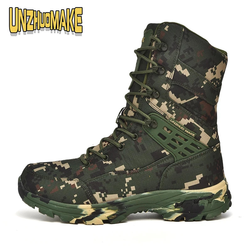 Bottes tactiques de camouflage pour hommes Chaussures de sécurité de travail imperméables dans le désert Chaussures d'alpinisme Bottines Bottes d