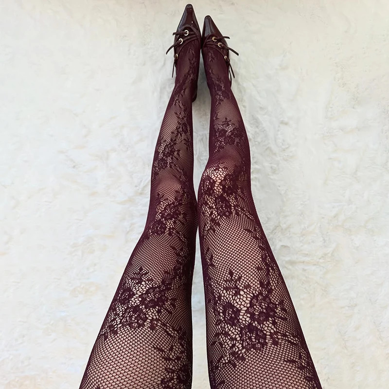 Cute Lolita Tights Women Sexy Lace Floral Thigh High Stockings Pantyhose Lingerie Hosiery Mesh Fishnet Stockings Women Tights251201