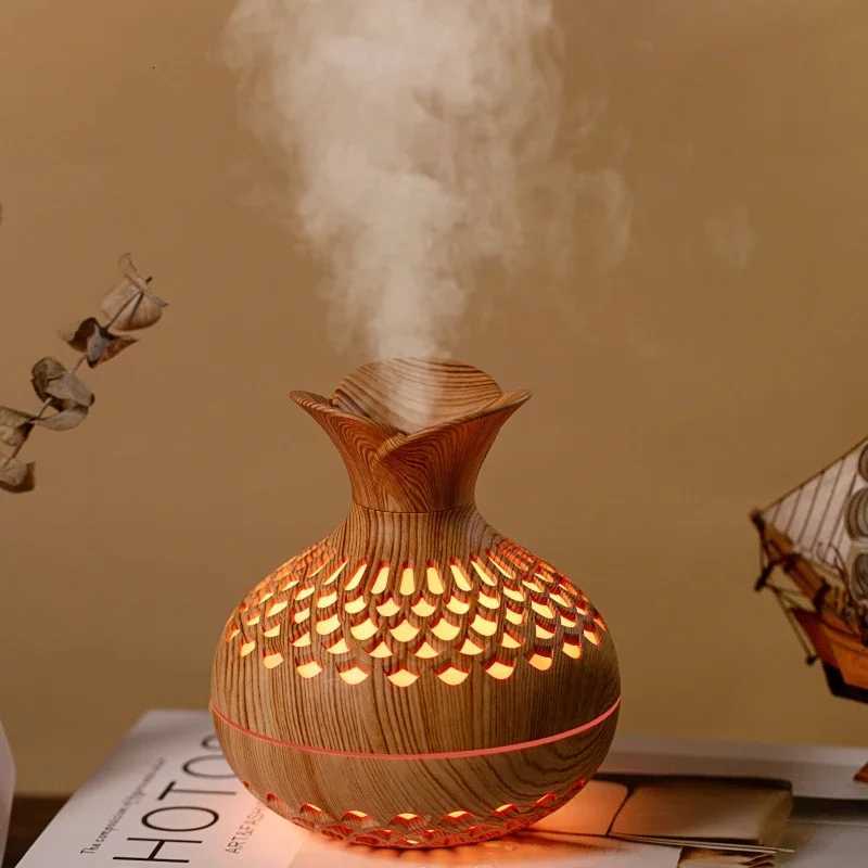 Wood Grain Vase Humidifier Household Electric trasonic Air Humidifier Desktop Essential Oil Diffuser Air Purifier He Ro C251204-image-1087257195