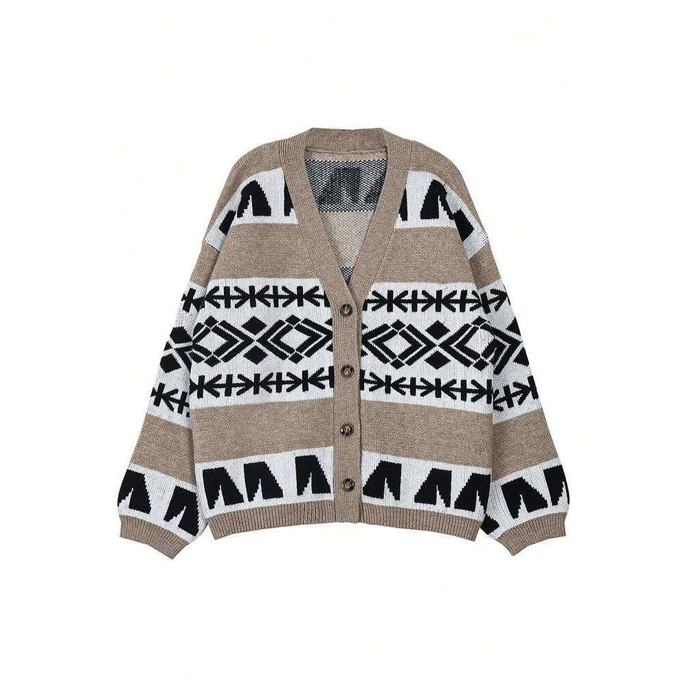 Cardigan à manches longues et col en v pour femmes, imprimé hibou, haut tricoté avec boutons à une rangée, ample, décontracté, mode printemps été