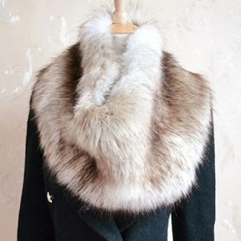 Hiver fausse fourrure col écharpe châle doux moelleux simulé fourrure de renard cou plus chaud faux col femmes vestes vêtements accessoires 25120